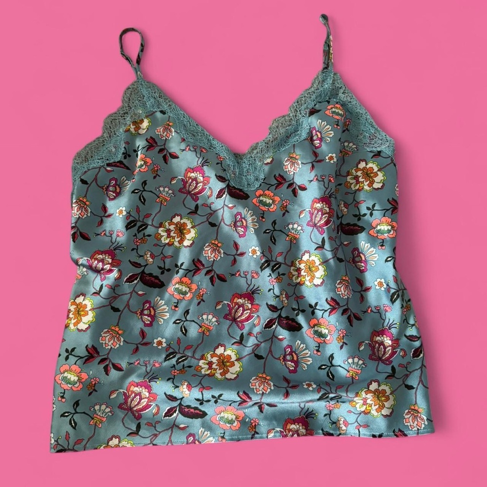 Victoria's Secret Teal Floral Cami with Lace